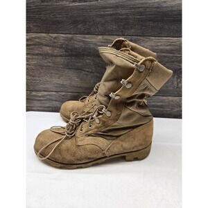 Wellco Mens Tan Suede Canvas Military Combat Boots 7.5 XW Coyote Brown 4-97
